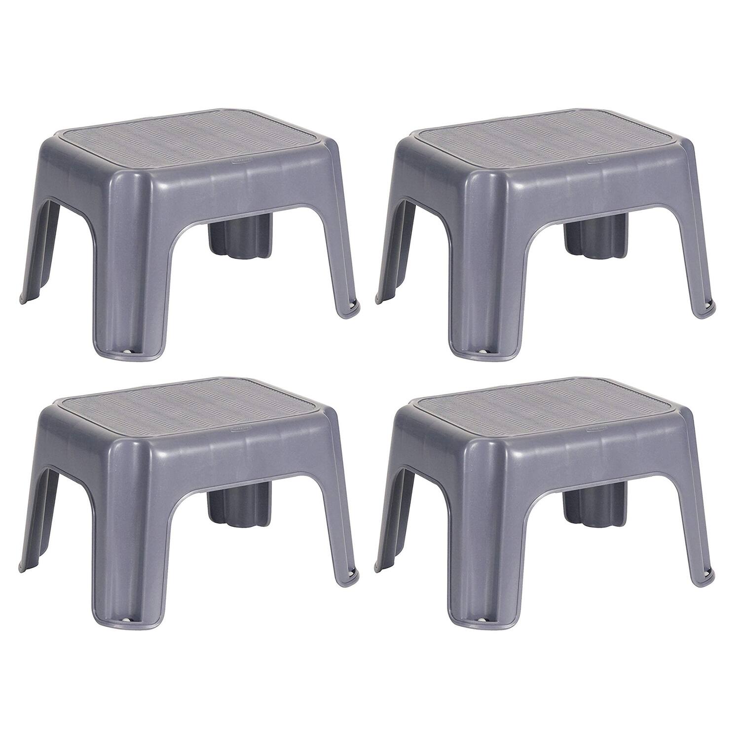 Front. RubberMaid - Rubbermaid Durable Plastic Step Stool w/ 250-LB Weight Capacity, Gray (4 Pack) - Gray.