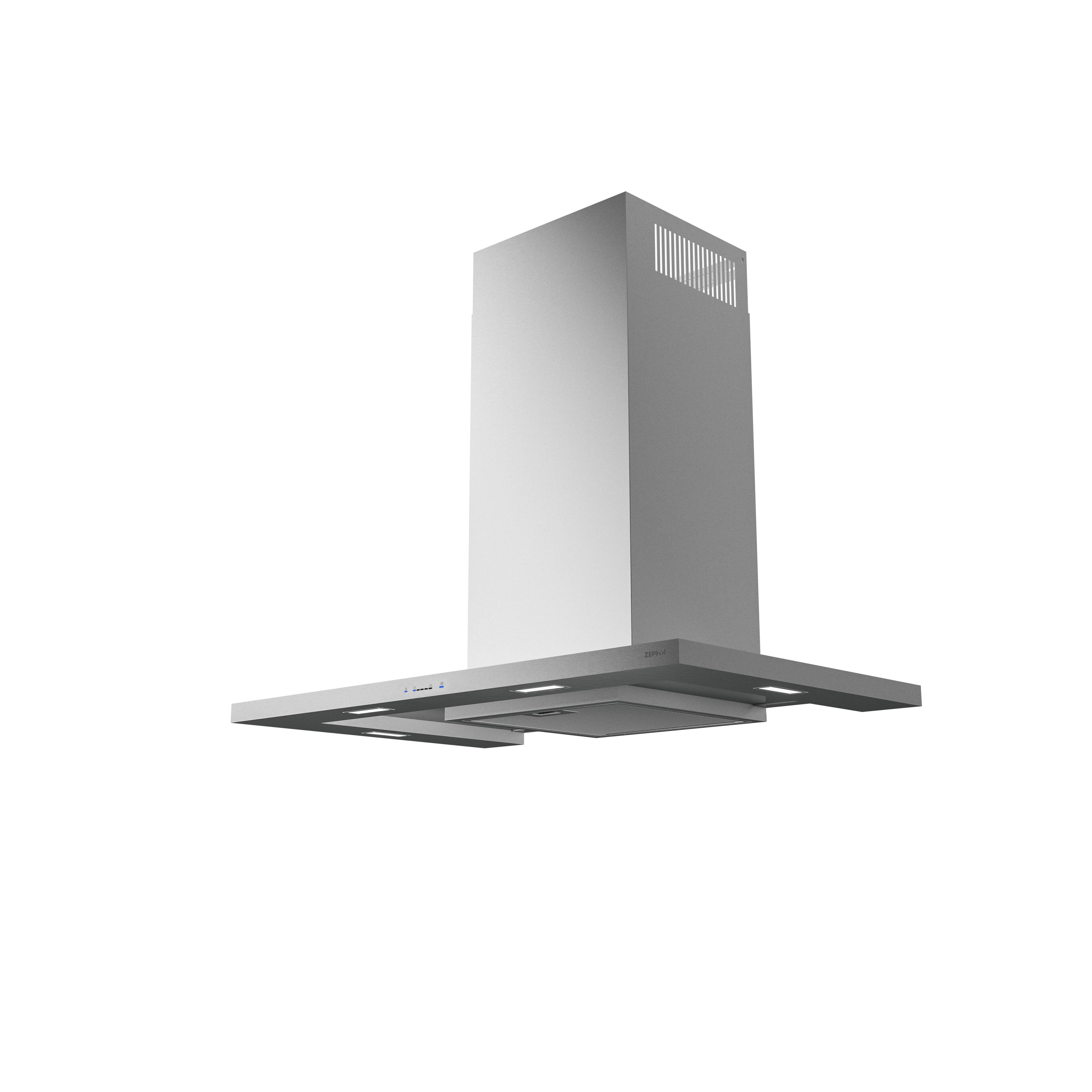 Angle. Zephyr - Modena 36 in. 600 CFM Wall Mount Range Hood with LED Light - Stainless Steel.