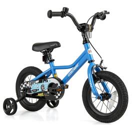 Costway - 12" Kids Training Bike with Removable Training Wheels Pneumatic Tires - Navy