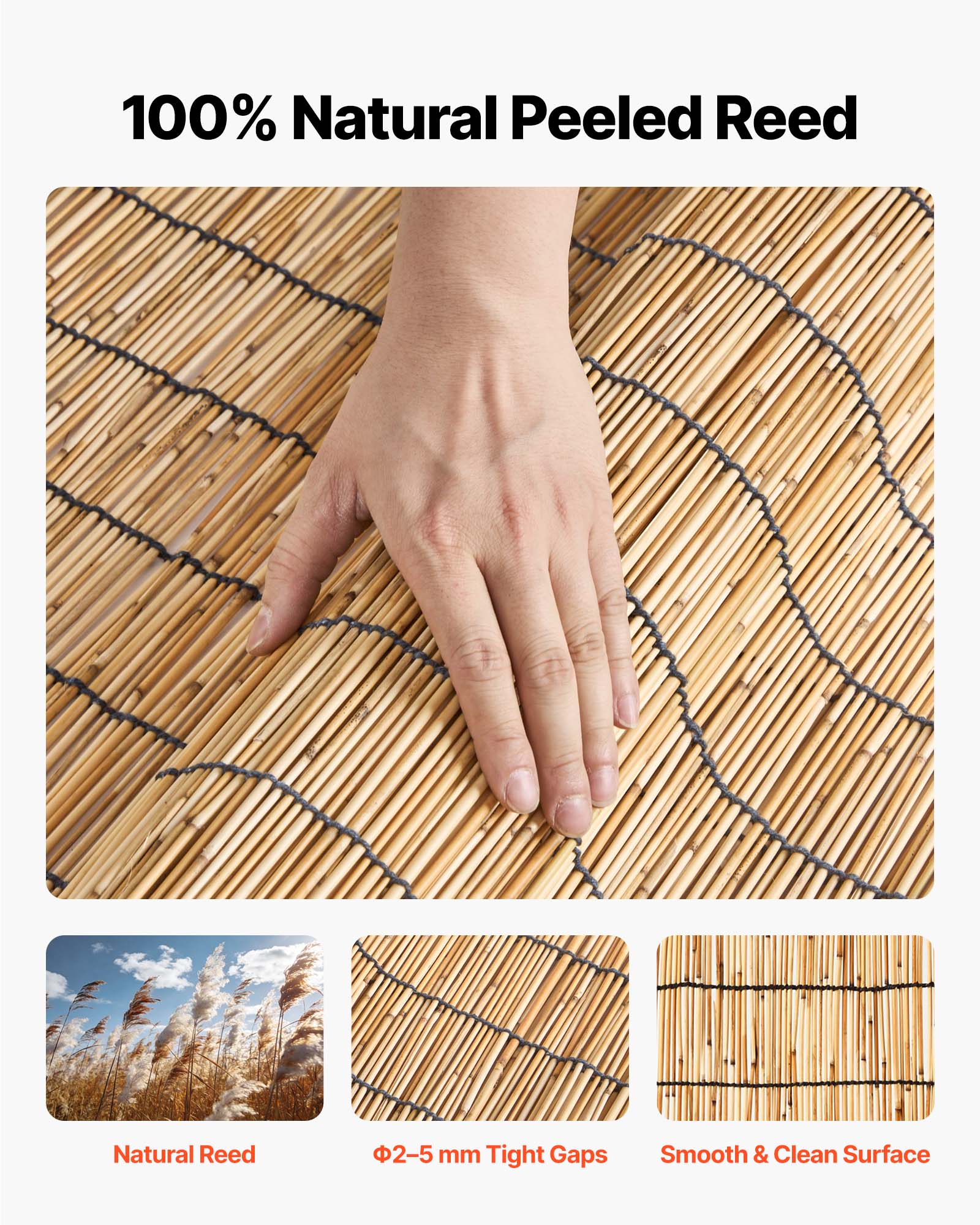 100% Natural Peeled Reed

Natural Reed  
Φ2-5 mm Tight Gaps  
Smooth & Clean Surface