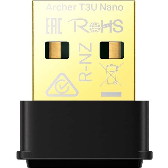 TP-Link - Archer T3U Nano - AC1300 2.4G/5G Dual Band Nano USB WiFi Adapter for PC - USB 2.0 Type A - 1.27 Gbit/s - 2.40 - Unknown