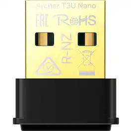 TP-Link - Archer T3U Nano - AC1300 2.4G/5G Dual Band Nano USB WiFi Adapter for PC - USB 2.0 Type A - 1.27 Gbit/s - 2.40 - Unknown
