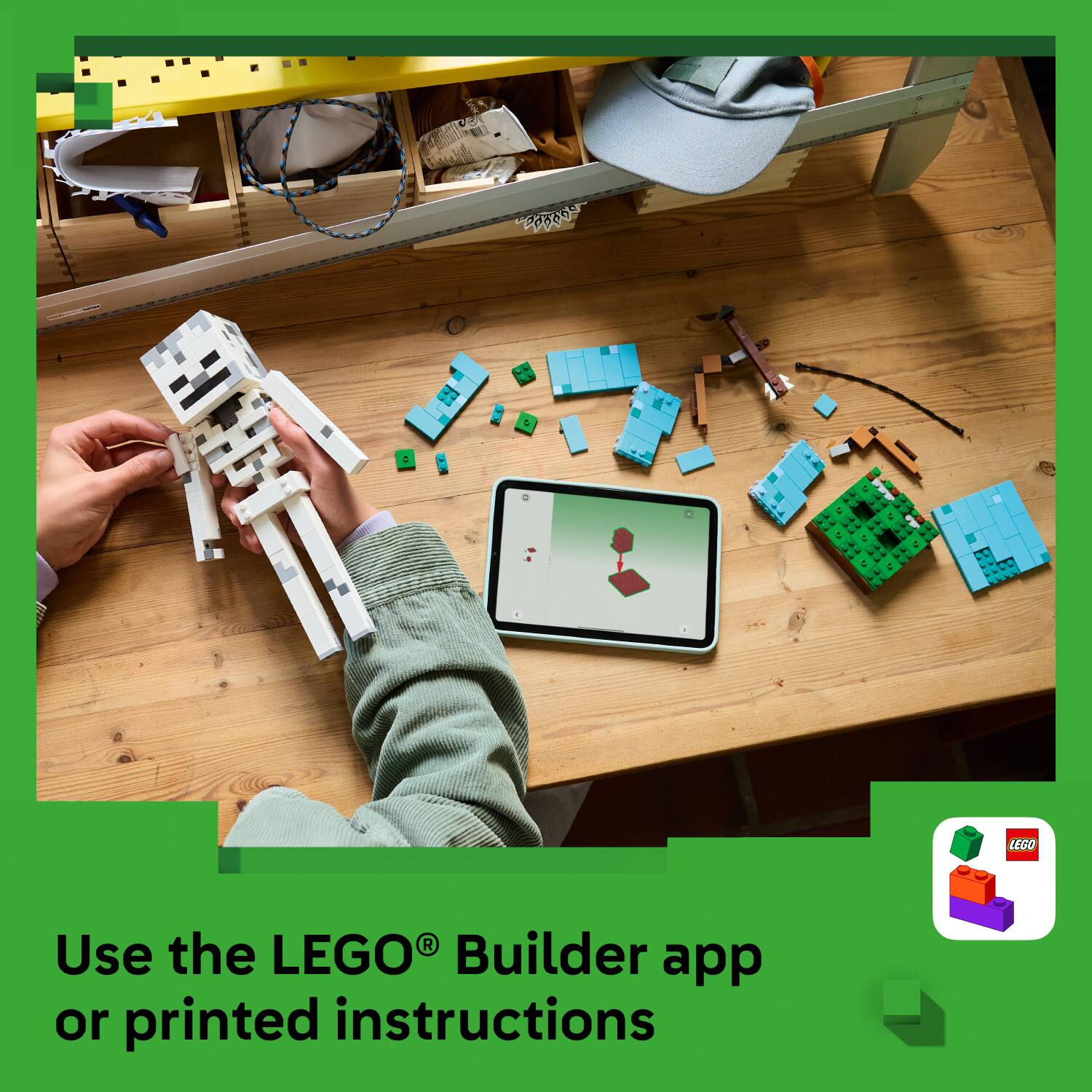 Use the LEGO® Builder app or printed instructions