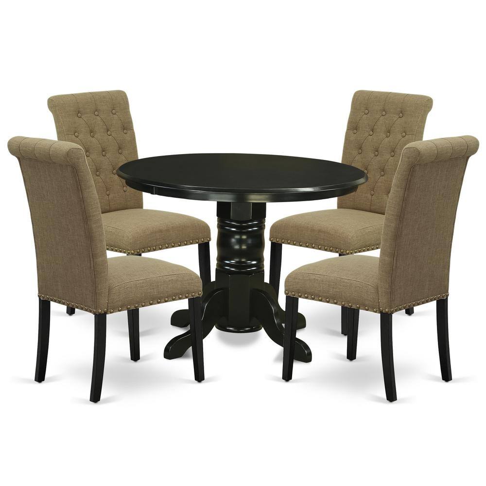 Back. East West Furniture - Dining Room Set Black - Brown.