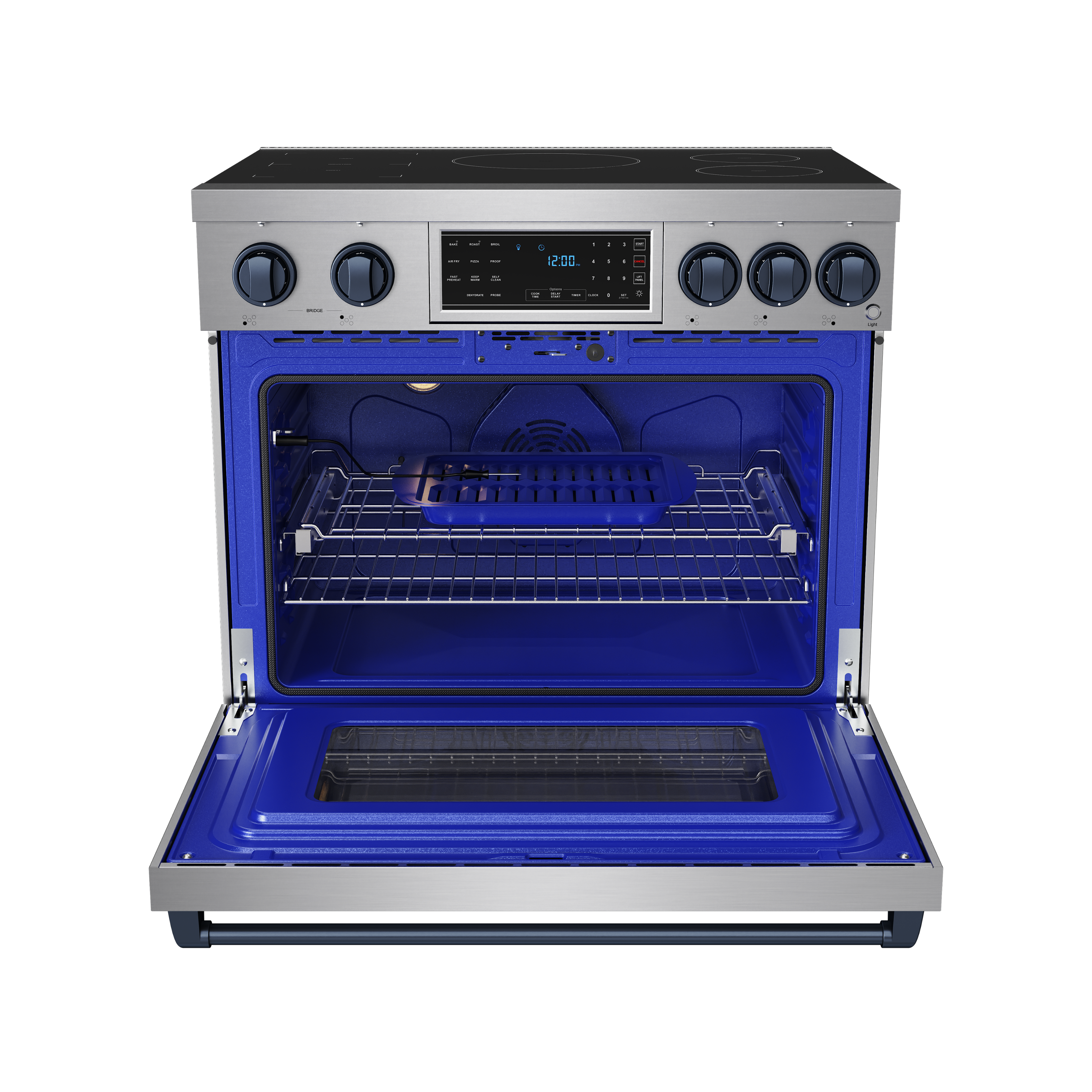 Alt View 1. Thor Kitchen - Gordon Ramsay Series by Thor Kitchen 6.0 Cu. Ft Freestanding Induction Range with Navy Blue Hardware - Stainless steel.