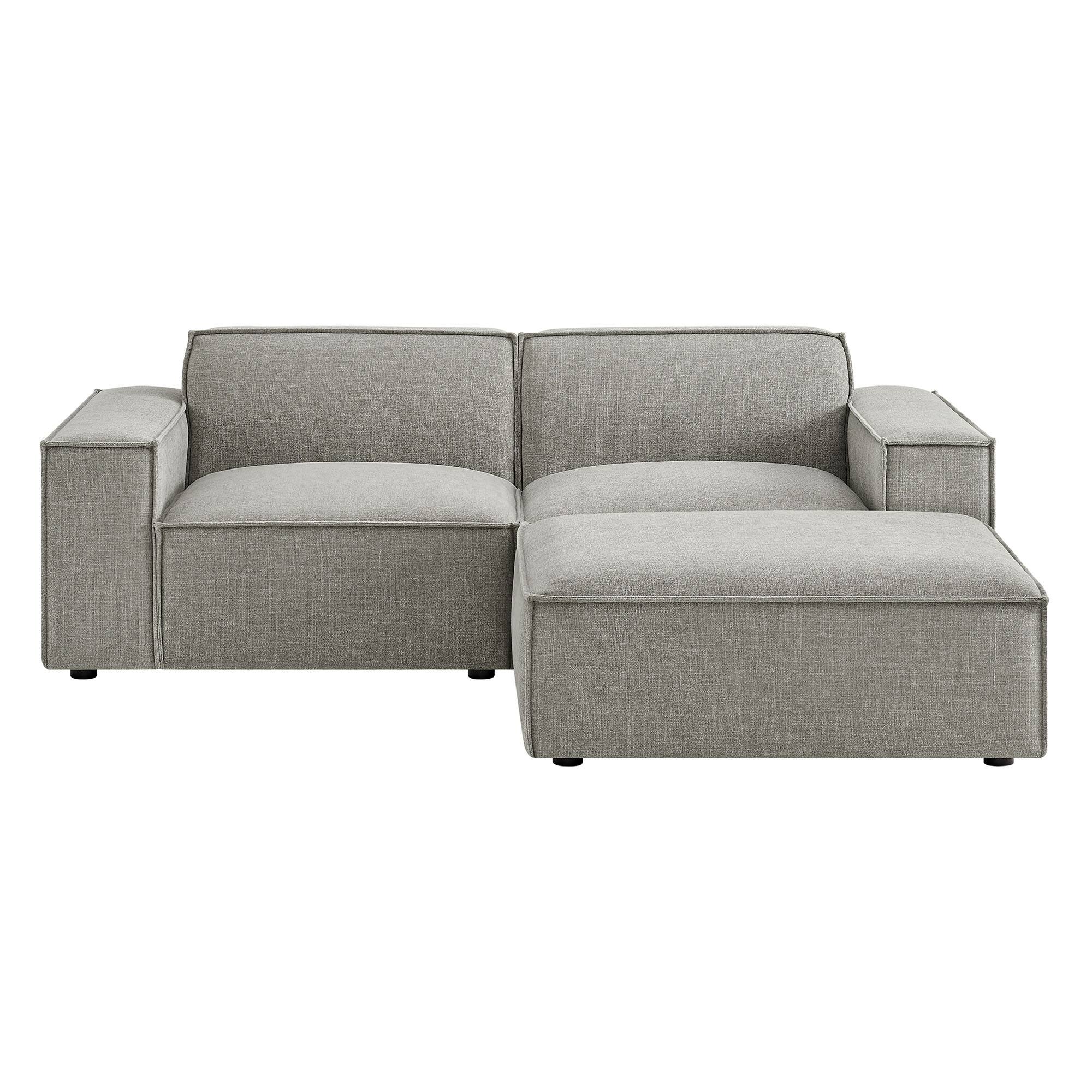 Alt View 6. Modway - Restore 3-Piece Performance Fabric Upholstered Modular Loveseat with Ottoman by Modway - Pewter.