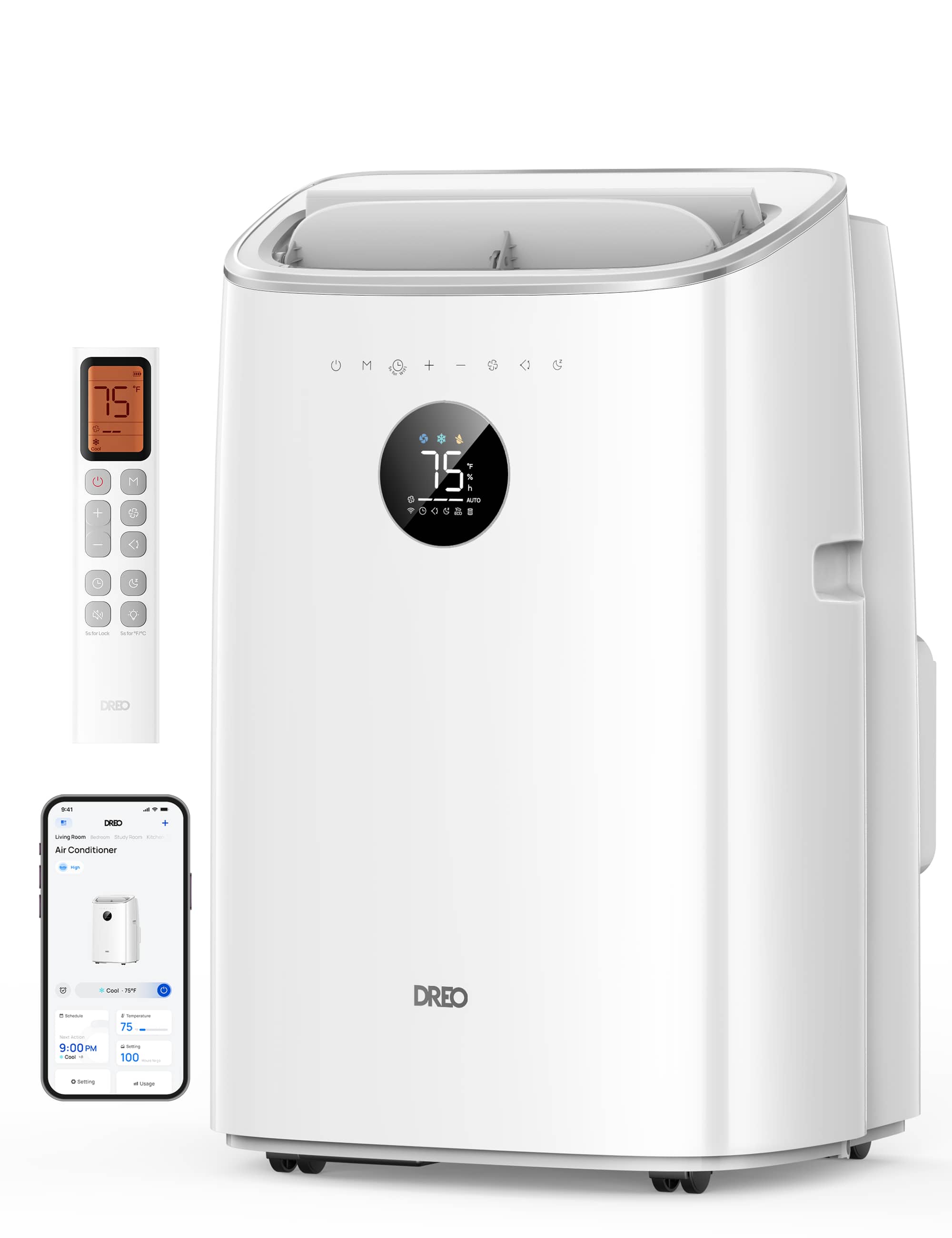 Dreo - 8,000 BTU 3-in-1 Smart Air Conditioner with Drainage-free Cooling - White - Front_Zoom