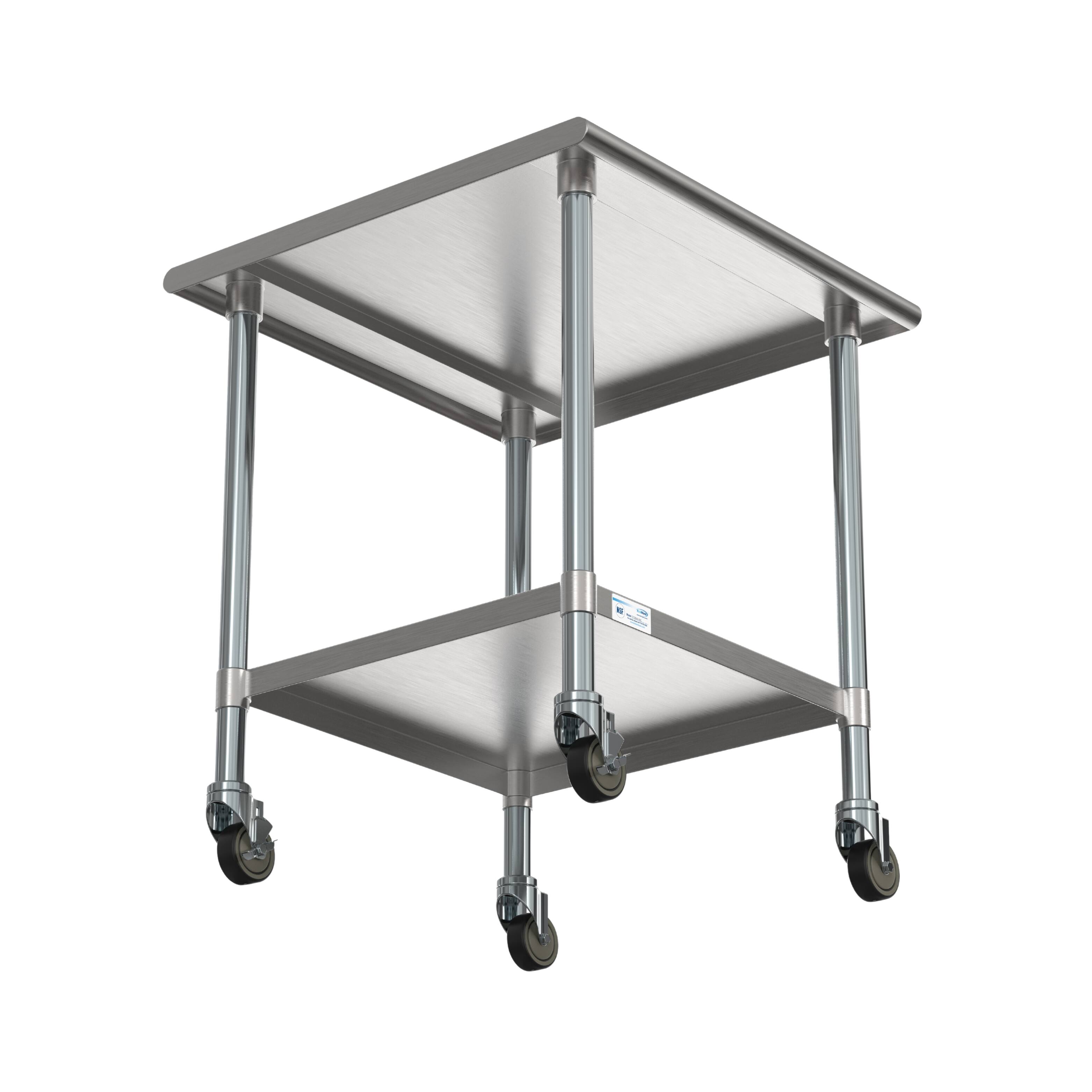 Left. Koolmore - 30" x 30" 18-Gauge 304 Stainless Steel Commercial Work Table with Casters, CT3030-18C. - Silver.