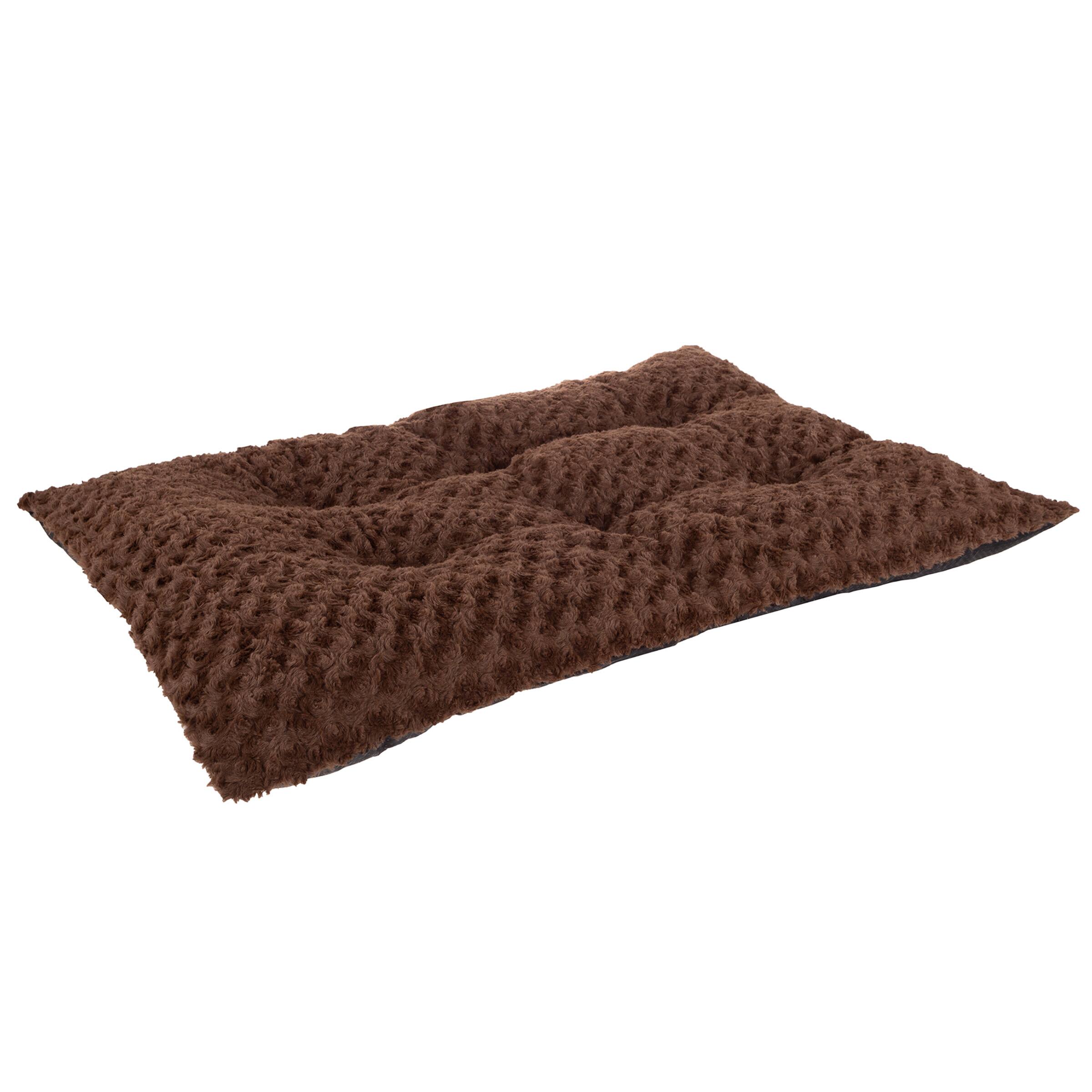 Alt View 5. PetMaker - Dog Bed 42x26 Large Pet Pillow and Crate Pad with Faux Fur Sleep Surface and Non-Slip Bottom Machine Washable Dog Bed - Chocolate Brown.