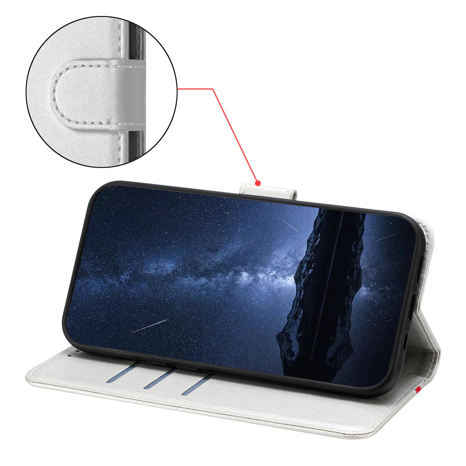 Alt View 2. Dteck - Slim Card Holder Case for Google Pixel 9A,PU Leather Magnetic Closure Shockproof TPU Inner Flip Wallet Cover - Silver.
