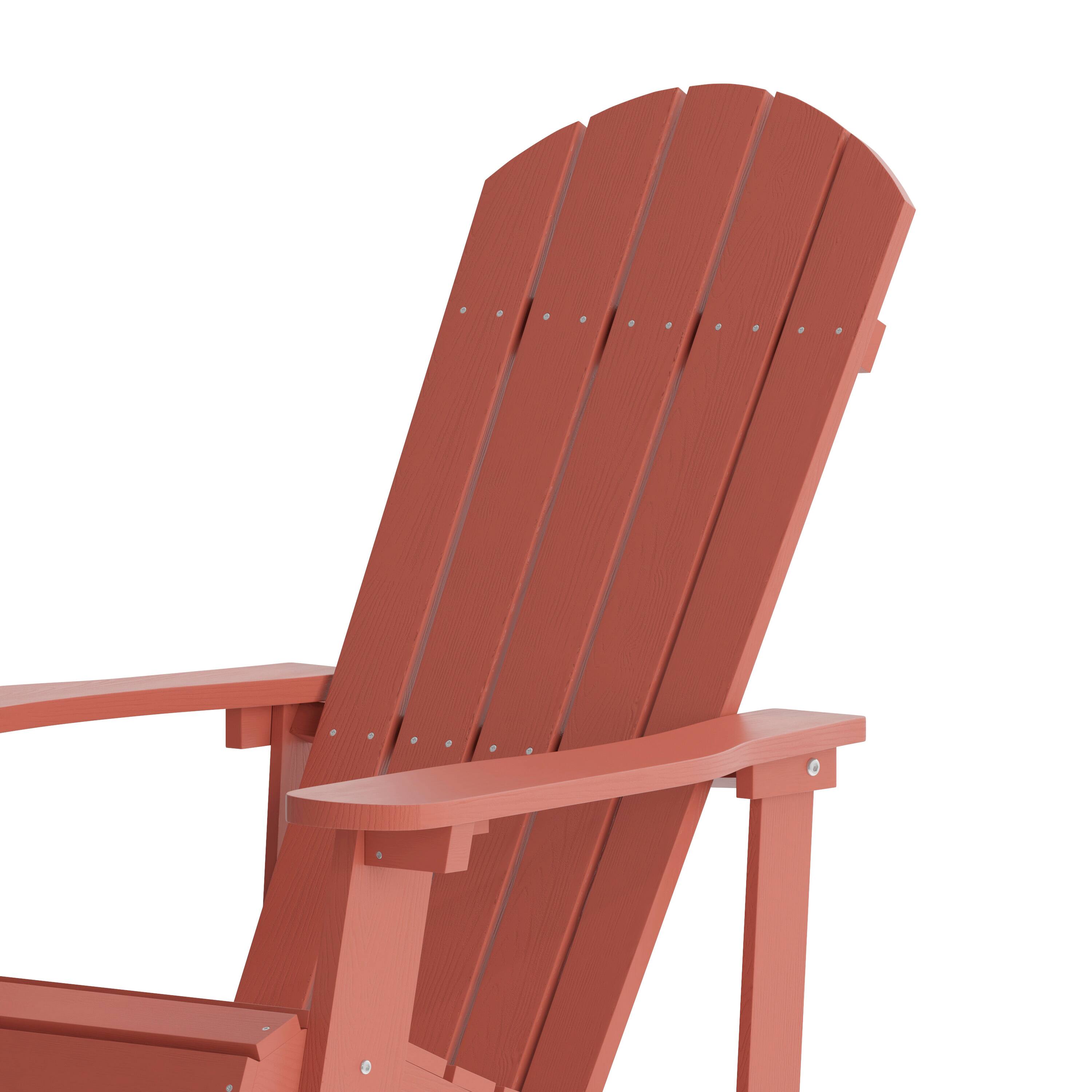 Alt View 10. Emma + Oliver - Classic All-Weather Poly Resin Rocking Adirondack Chair with Stainless Steel Hardware for Year Round Use - Red.