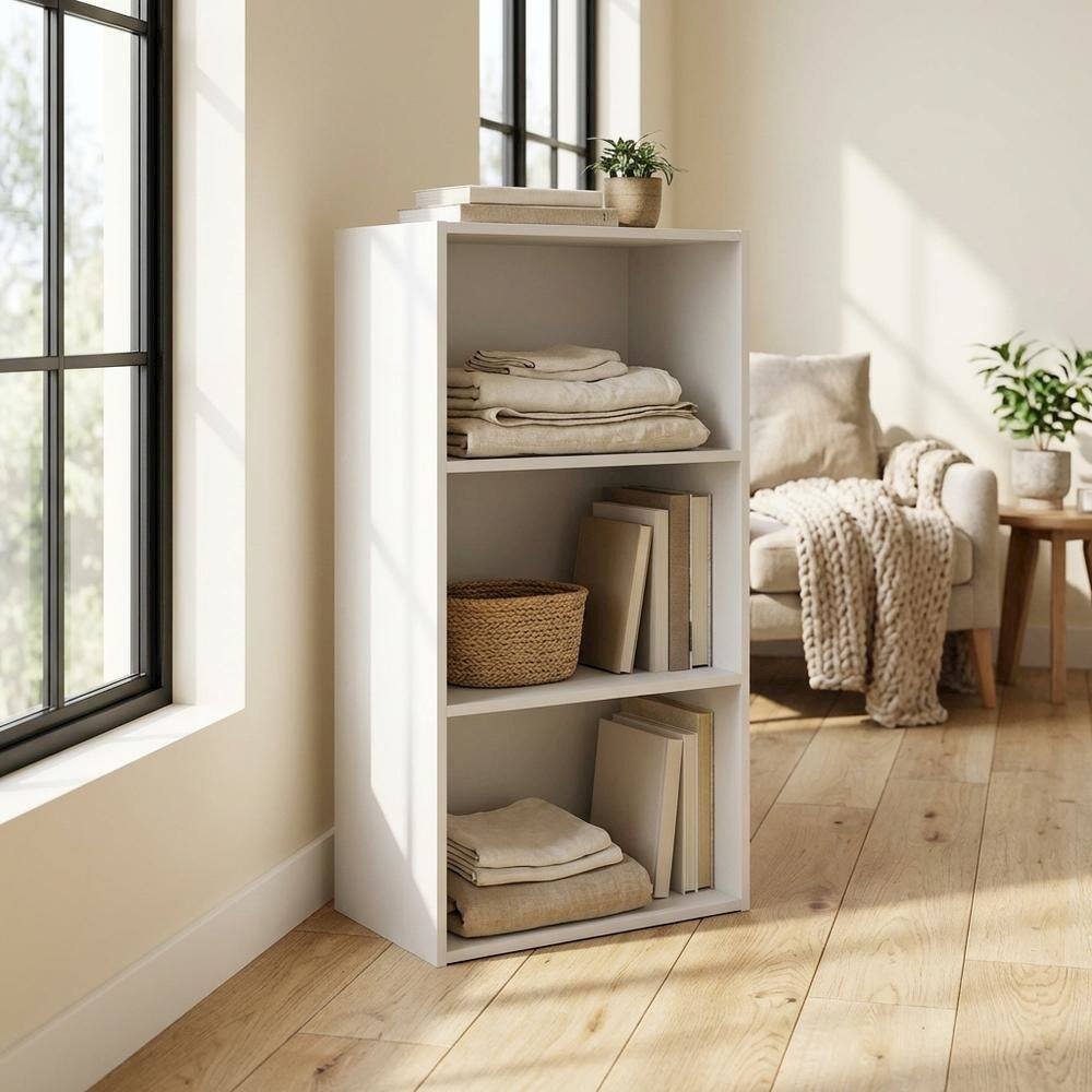 Alt View 2. FurniFact - Wood 3-Tier Open Shelf Closet & Clothing Storage Organizer - White.