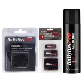 BaBylissPRO - BaByliss Pro Wedge Clipper Blade (Graphite) FX603B with Clipper Grips and Spray - Black