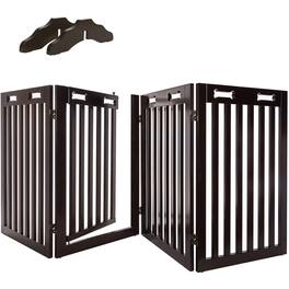 Arf Pets - Freestanding Dog Gate, 4-Panel Extension, 360° Foldable Dog Gate 80"W x 31.5"H - Espresso