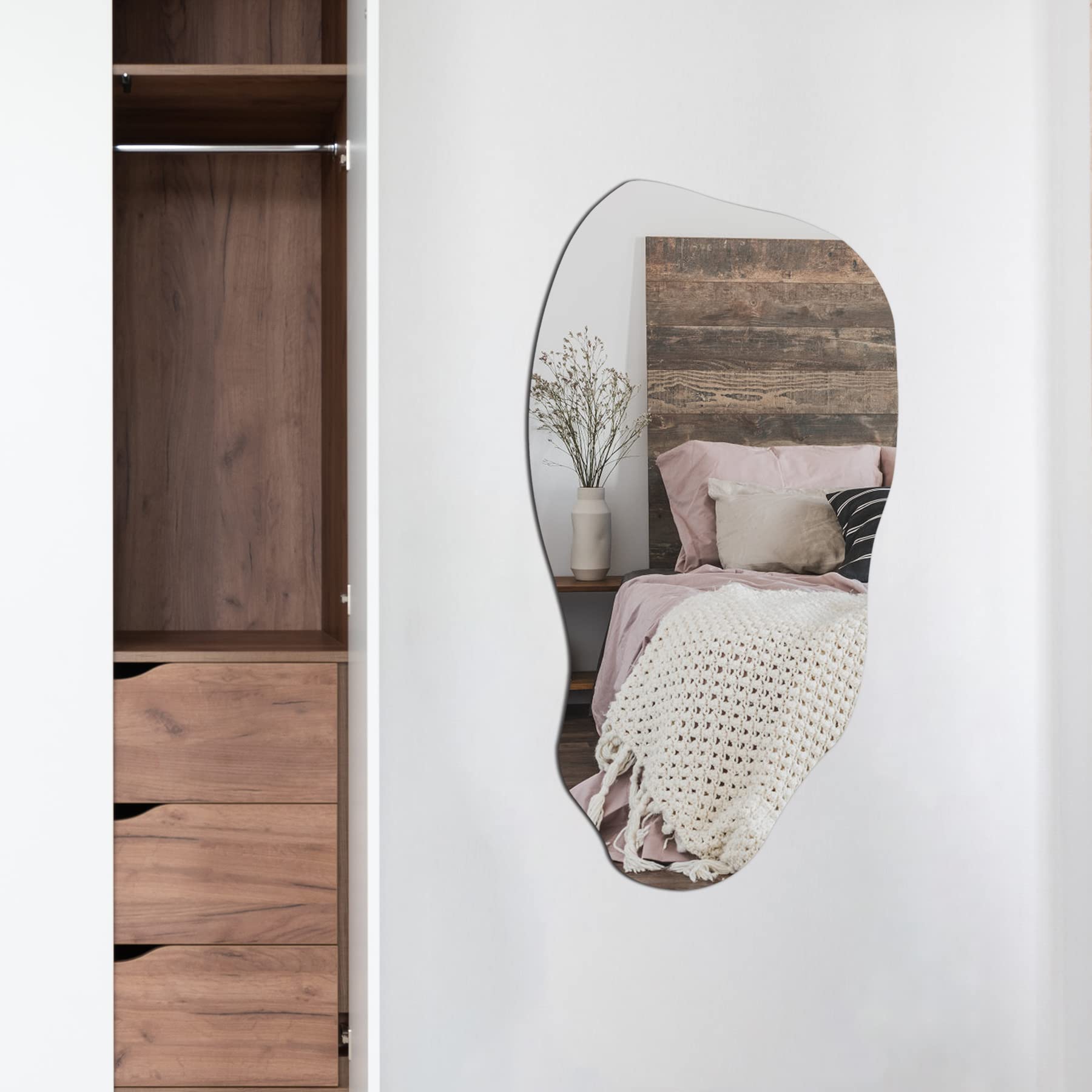 Alt View 5. TECH SAFARI - Irregular Asymmetrical Wall Mirror For Living Room Bathroom Entryway Modern Decorative Hanging hook Style - Frameless 36"L x 24"W.
