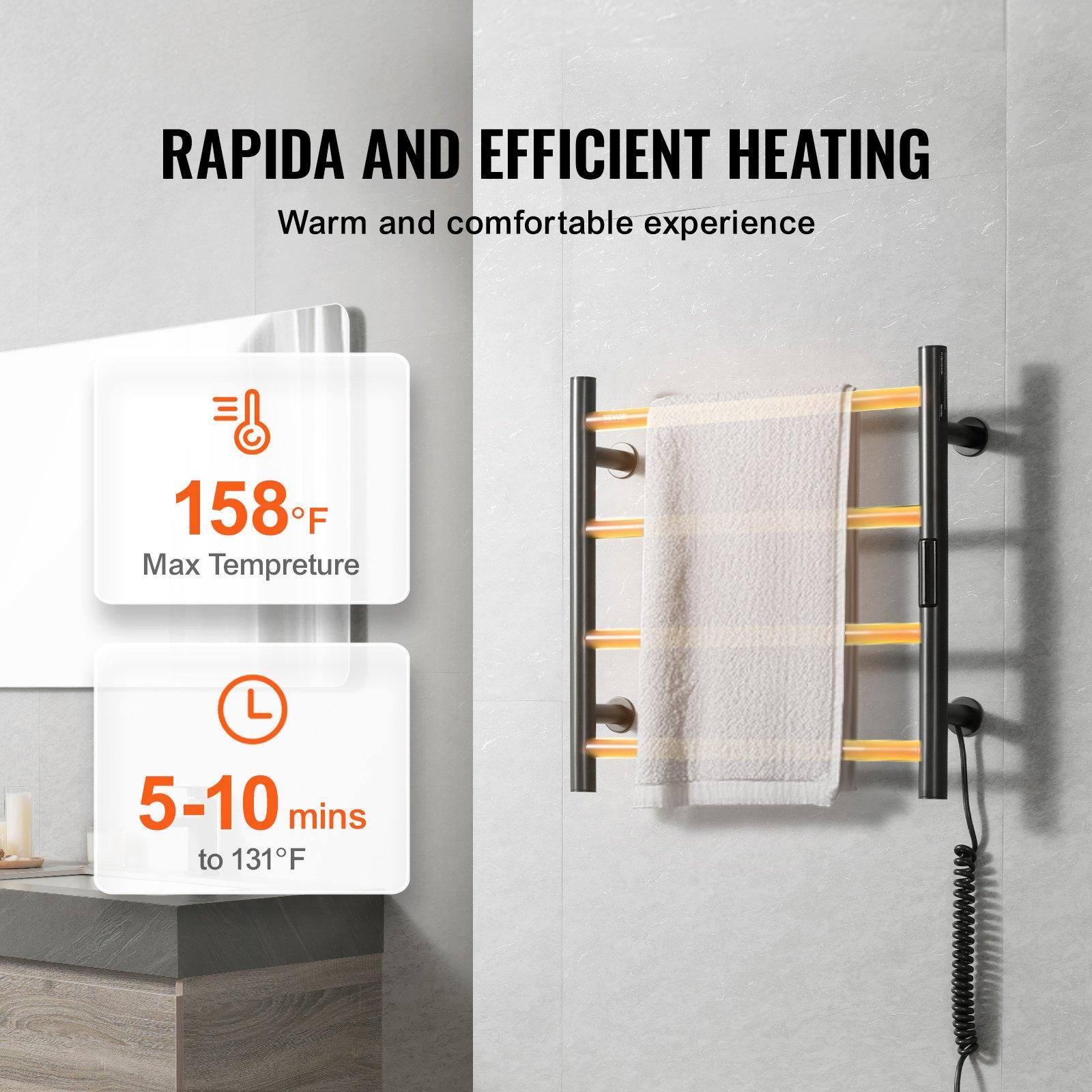RAPIDA AND EFFICIENT HEATING  
Warm and comfortable experience  

158°F  
Max Temperature  

5-10 mins  
to 131°F