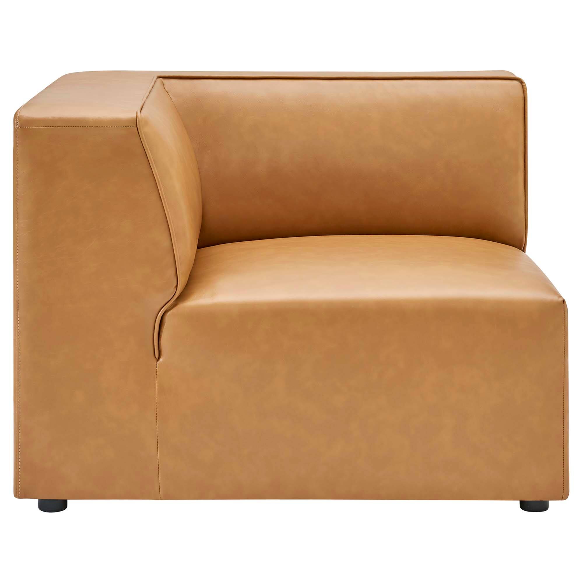 Angle. Modway - Mingle Vegan Leather Corner Chair by Modway - Tan.