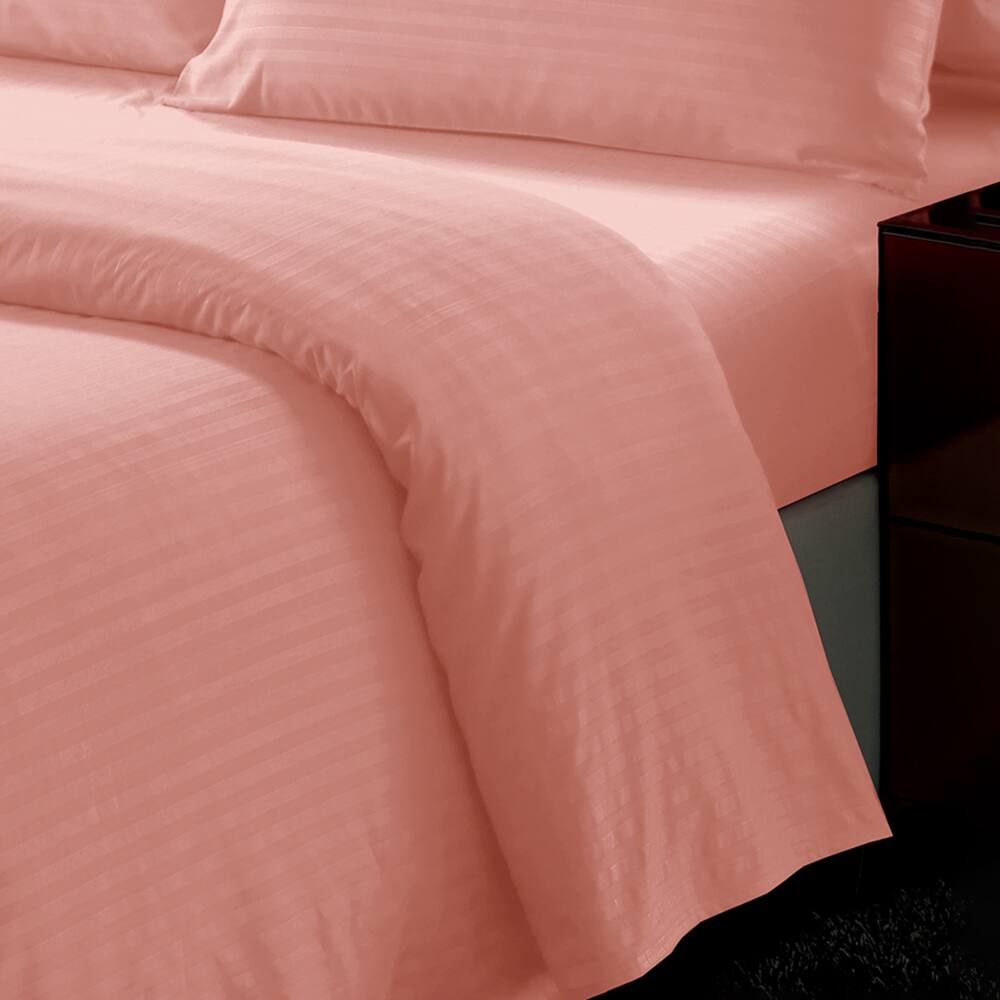 Alt View 2. Plazatex - Plazatex Dobby Stripe Luxurious Ultra Soft Moisture Wicking Solid Color 6 Pieces Sheet Set Queen Blush - Blush.