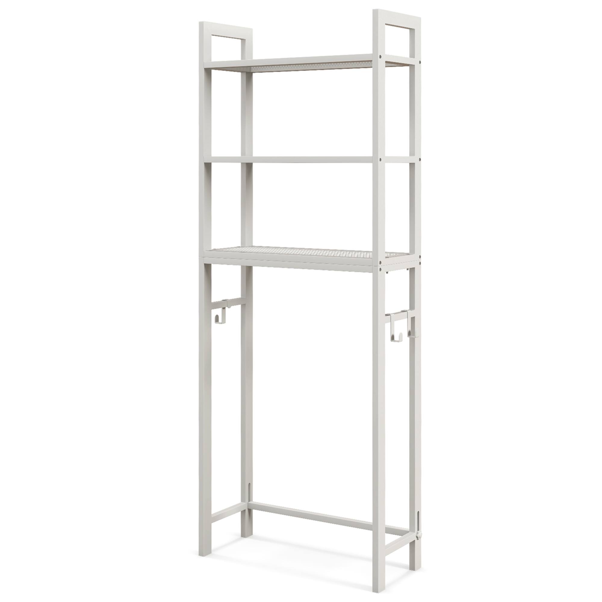 Alt View 8. Costway - Costway Over-The-Toilet Storage Shelf Space Saving Metal Bathroom Organizer Hooks White - White.