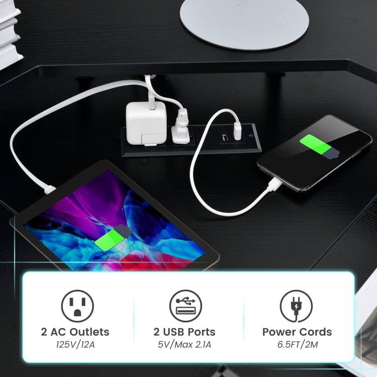 2 AC Outlets 125V/12A  
2 USB Ports 5V/Max 2.1A  
Power Cords 6.5FT/2M