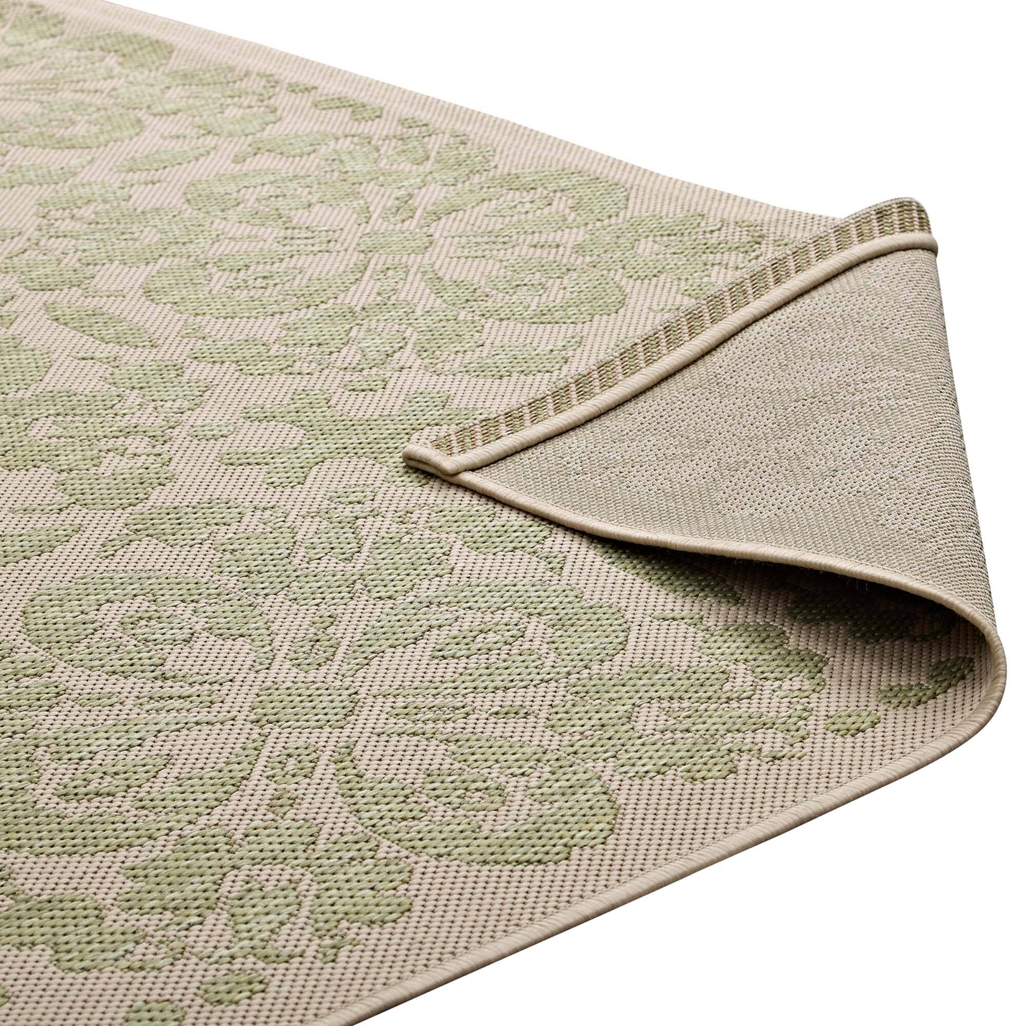 Alt View 5. Modway - Ariana Vintage Floral Trellis Indoor and Outdoor Area Rug - Light Green and Beige.