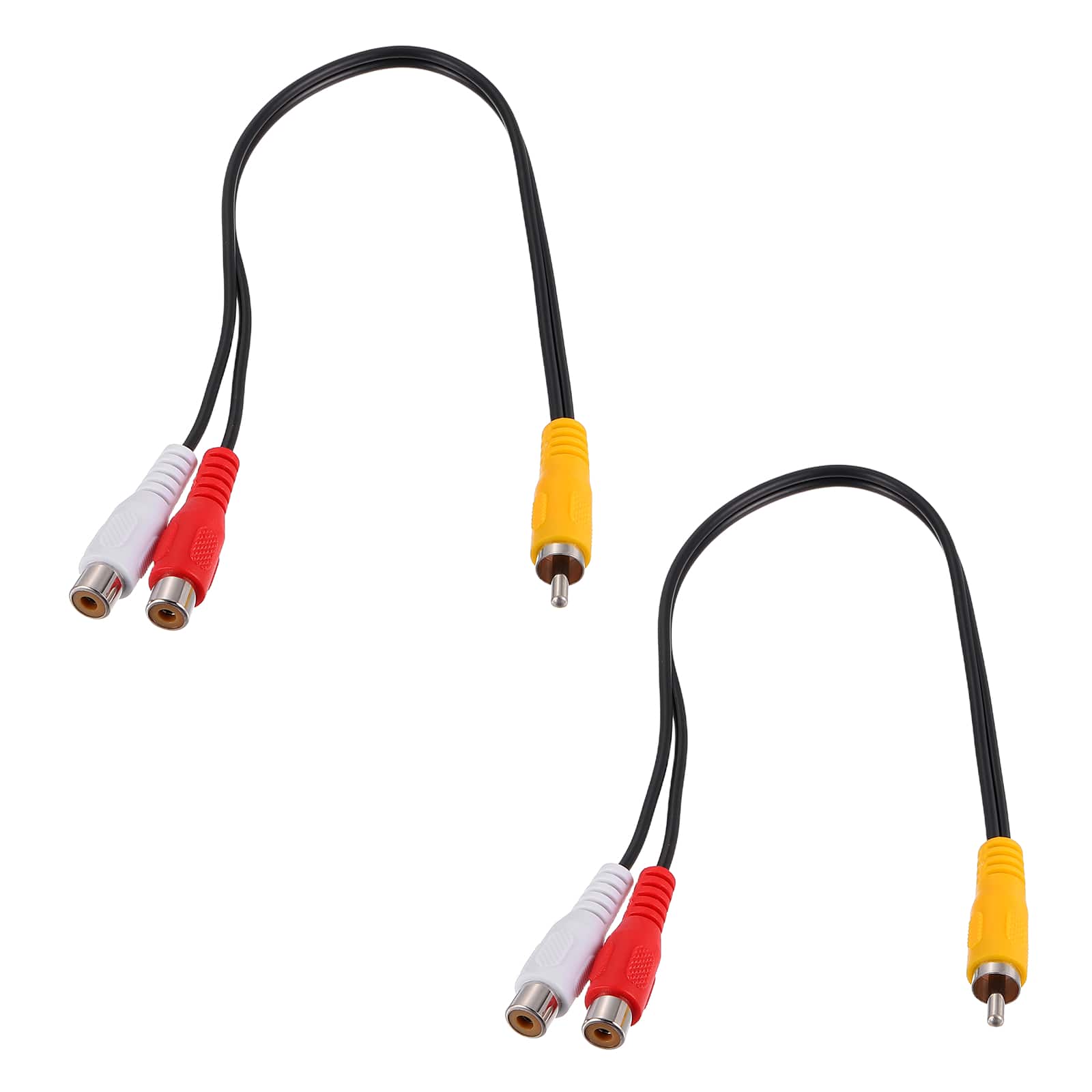 Unique Bargains - 2pcs RCA Splitter Cable, 1 RCA Male to 2 RCA Female, AV Audio Video for Subwoofer Amplifier - Black