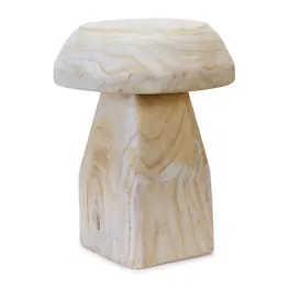 BreeBe - Wood Mushroom Stool 15.5"H - Beige