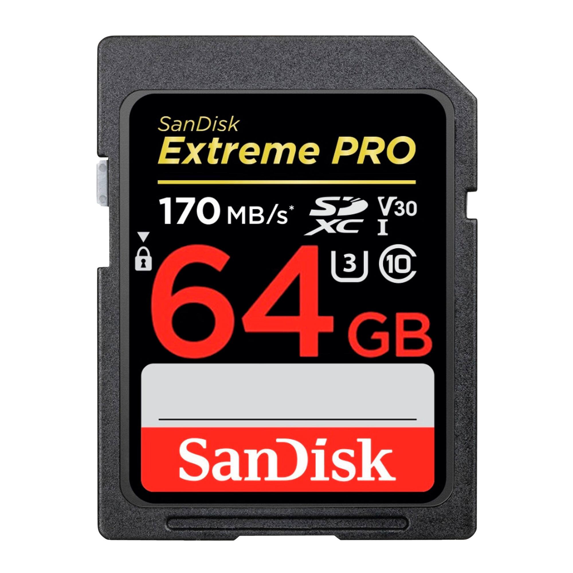 SanDisk Extreme PRO  
170 MB/s*  
64 GB  
V30  
XC I  
3 U  
10 C  
SanDisk