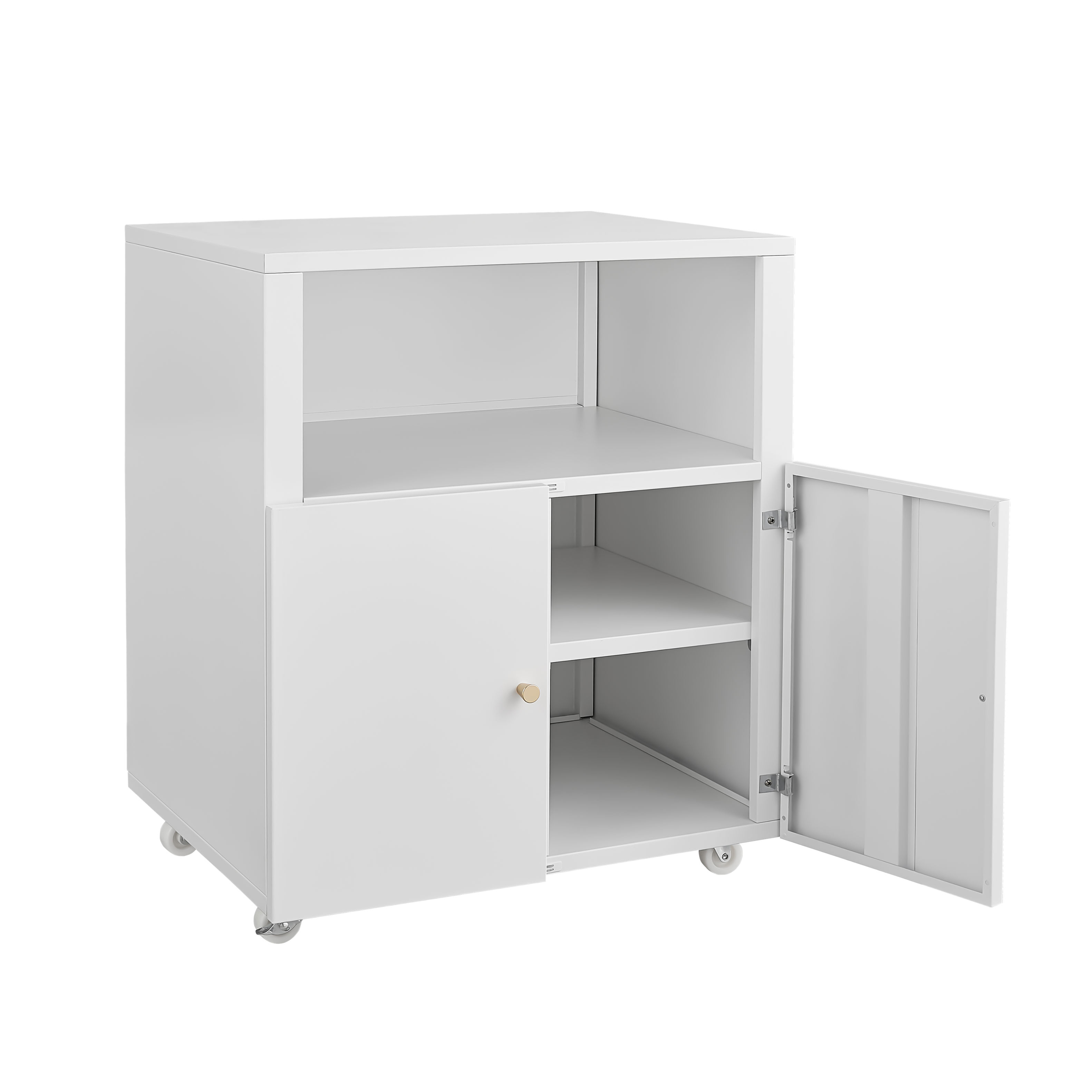 Alt View 1. GOODSILO - Mobile Printer Stand with File Cabinet - Rolling Printer Table with Storage Shelf for Home Office - White.