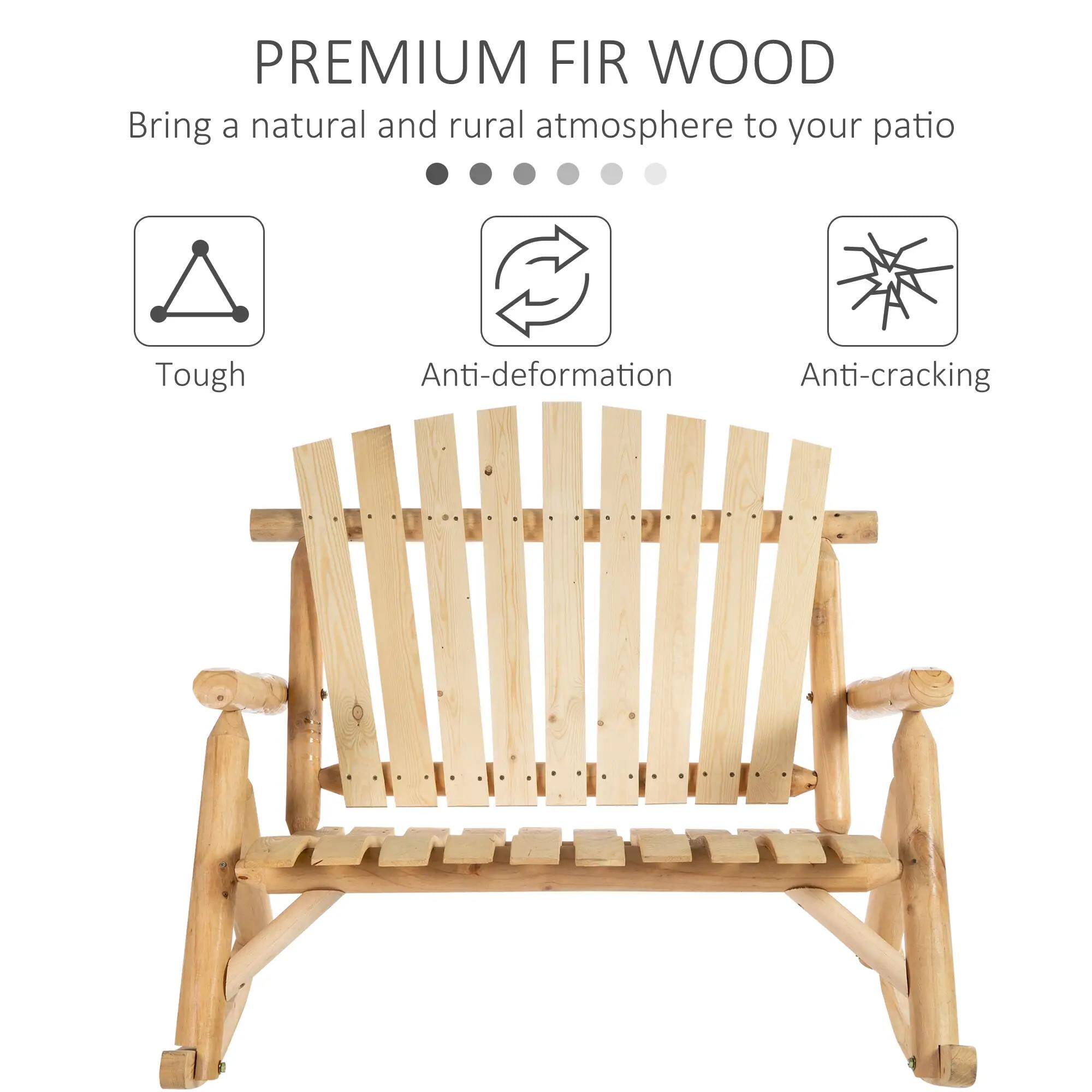 Resenkos Adirondack Double Slider Wooden rocking chair, High Back ...