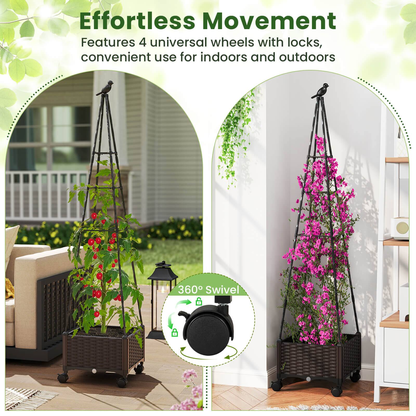 Effortless Movement  
Features 4 universal wheels with locks, convenient use for indoors and outdoors  

360° Swivel
