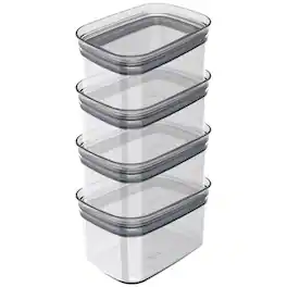 OU - Airtight Food Storage Container 8pc (set of 4) Leak Proof Lid Plastic Storage Container - Clear