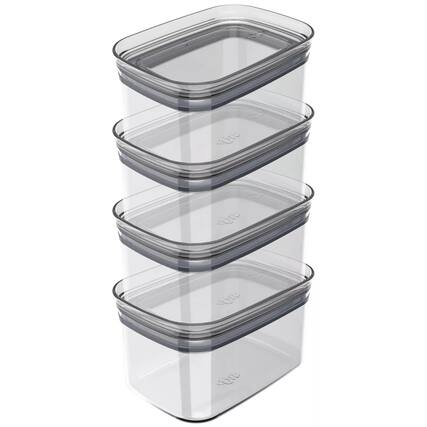 Front. OU - OU Airtight Food Storage Container 8pc (set of 4) Leak Proof Lid Plastic Storage Container - Clear.