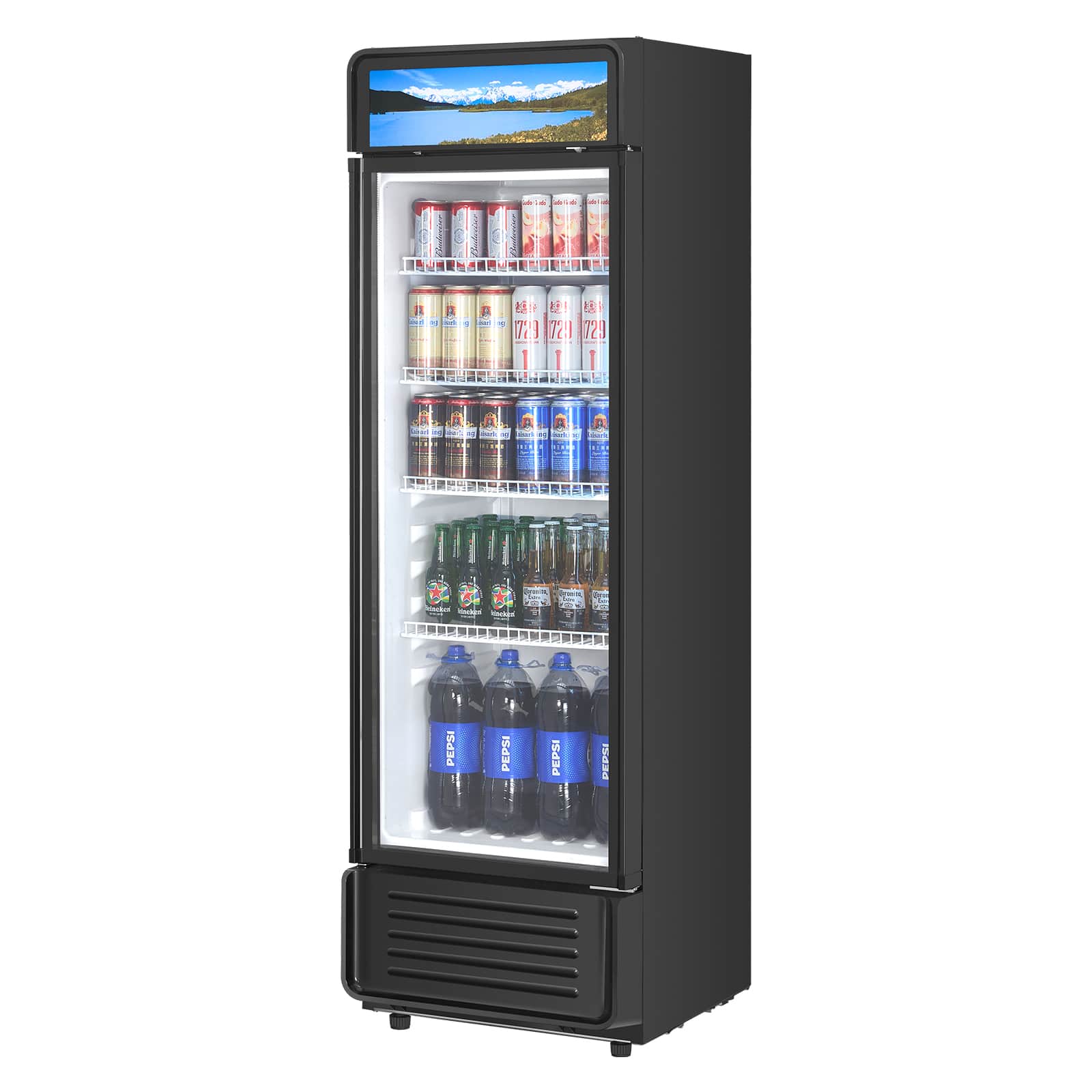 VEVOR - Commercial Merchandiser Refrigerator,9.7 CU.FT Glass Door Display Refrigerator,Beverage Refrigerator Cooler Merchandiser - Black