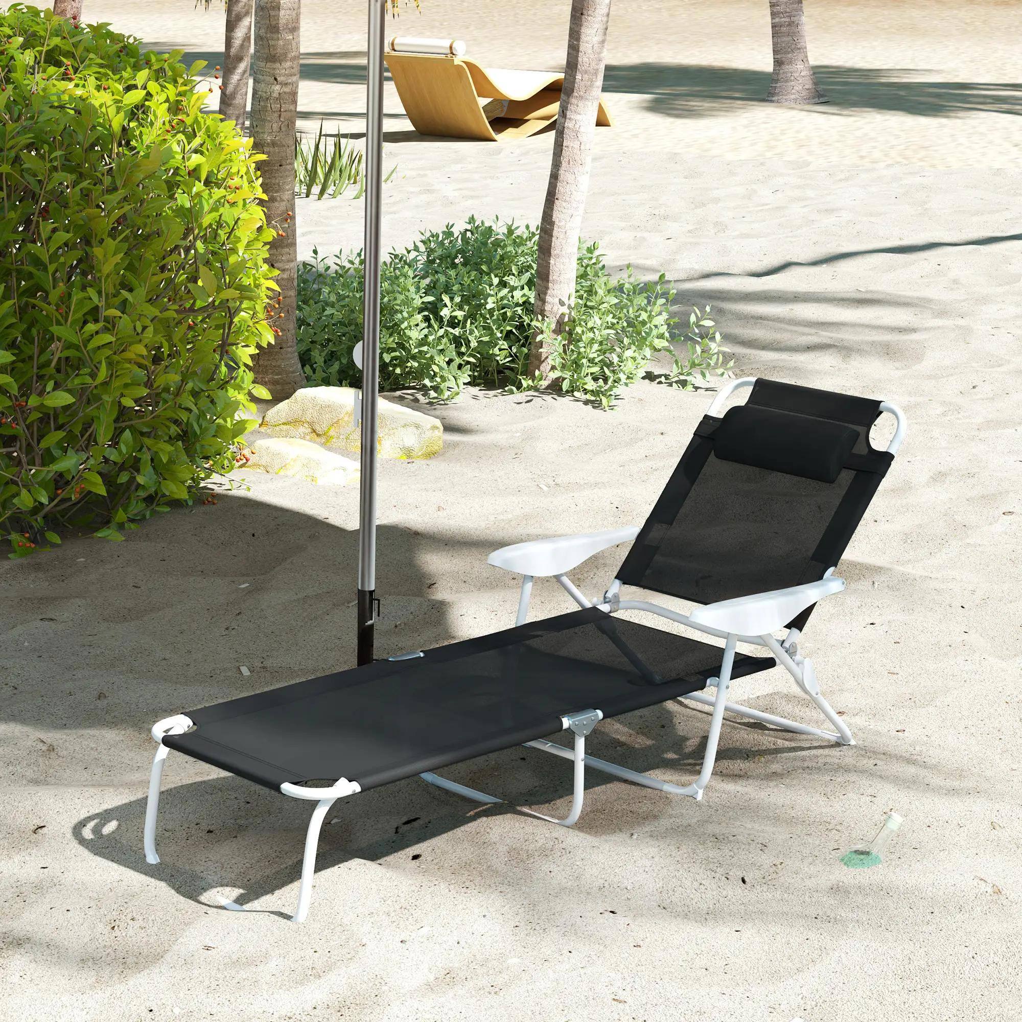 Alt View 6. Spaco - Spaco Folding Chaise with 4-Way Recline, Breathable Mesh, Removable Pillow - Black.