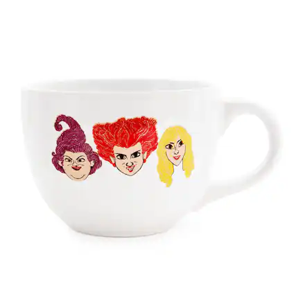 Front. Silver Buffalo - Disney Hocus Pocus Sanderson Sisters Ceramic Soup Mug | 24 Ounces - White.
