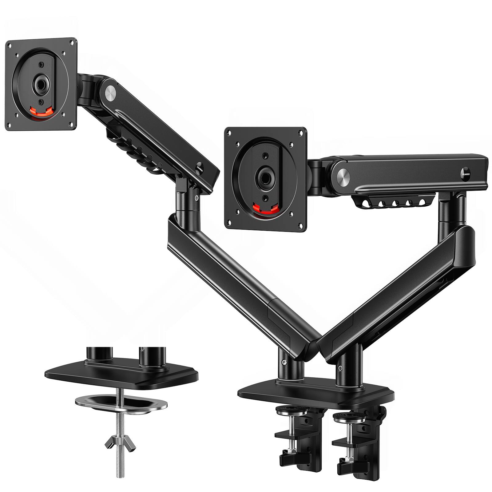 Alt View 8. HUANUO - FlowLift™ Dual Monitor Arms for 13–32" Screens, MechaSpring™ Monitor Mount with Tilt/Swivel/Rotation, Max Load 19.8lbs - Black.