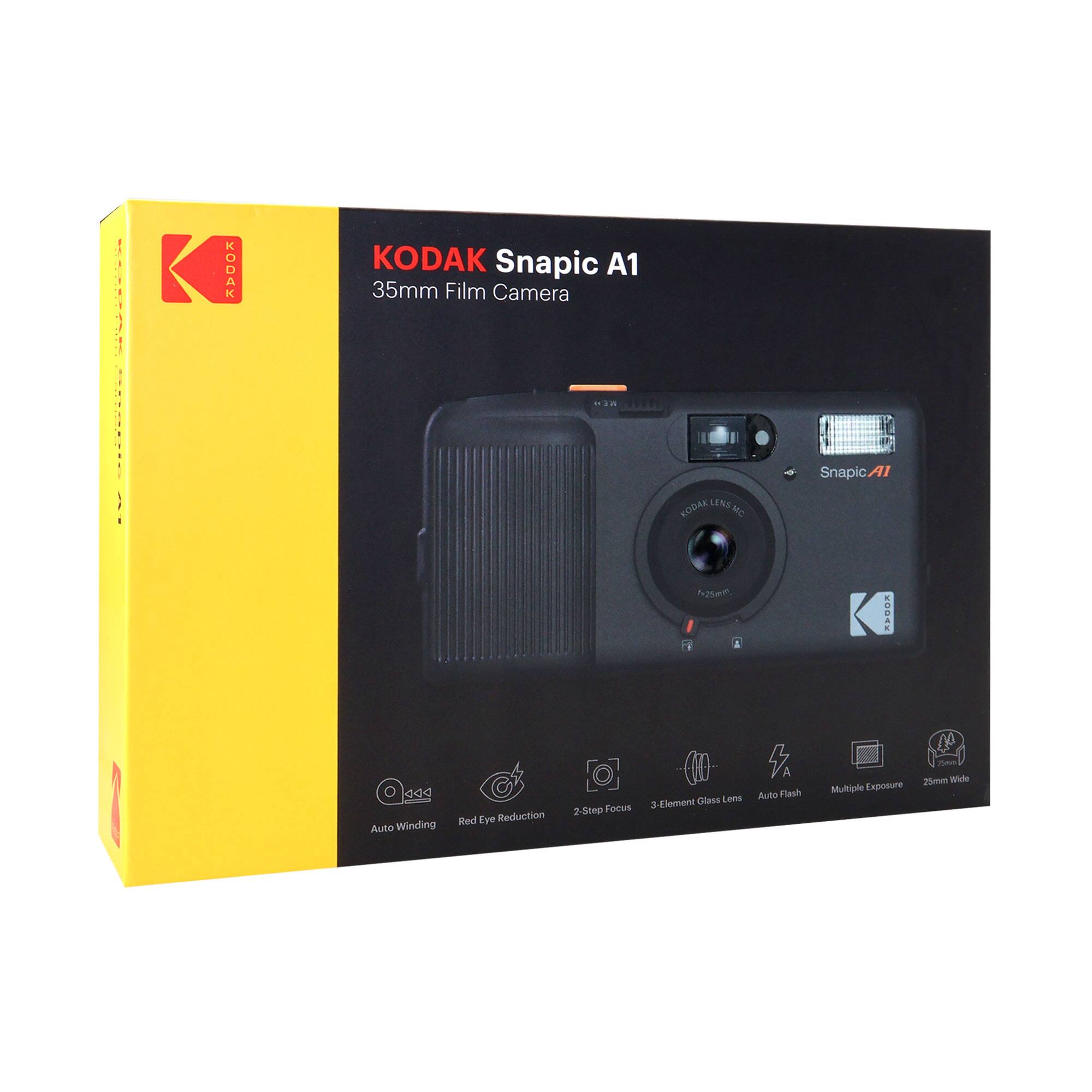 KODAK Snapic A1 35mm Film Camera  
- Auto Winding  
- Red Eye Reduction  
- 2-Step Focus  
- 3-Element Glass Lens  
- Auto Flash  
- Multiple Exposure  
- 25mm Wide