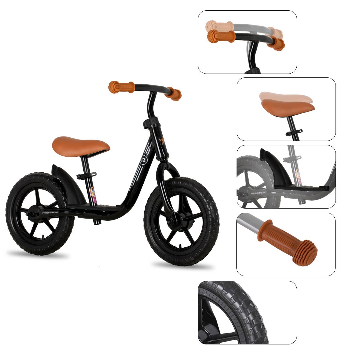 Alt View 6. JOYSTAR - JOYSTAR Roller 12" Toddler Balance Bike for Girls Boys, Ages 18 Months to 5 Years, Kids Push Bike with Footrest, Black - Black.