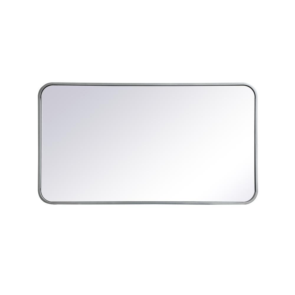 Back. Elegant Decor - Soft corner metal rectangular mirror 20x36 inch in Silver - Silver.