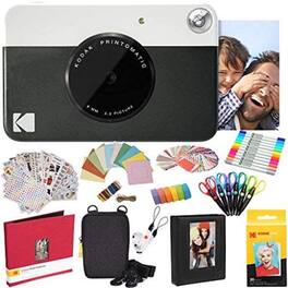 Kodak - Printomatic Instant Print Camera, All-in-Bundle with Zink Paper, Photo Album & More - Black
