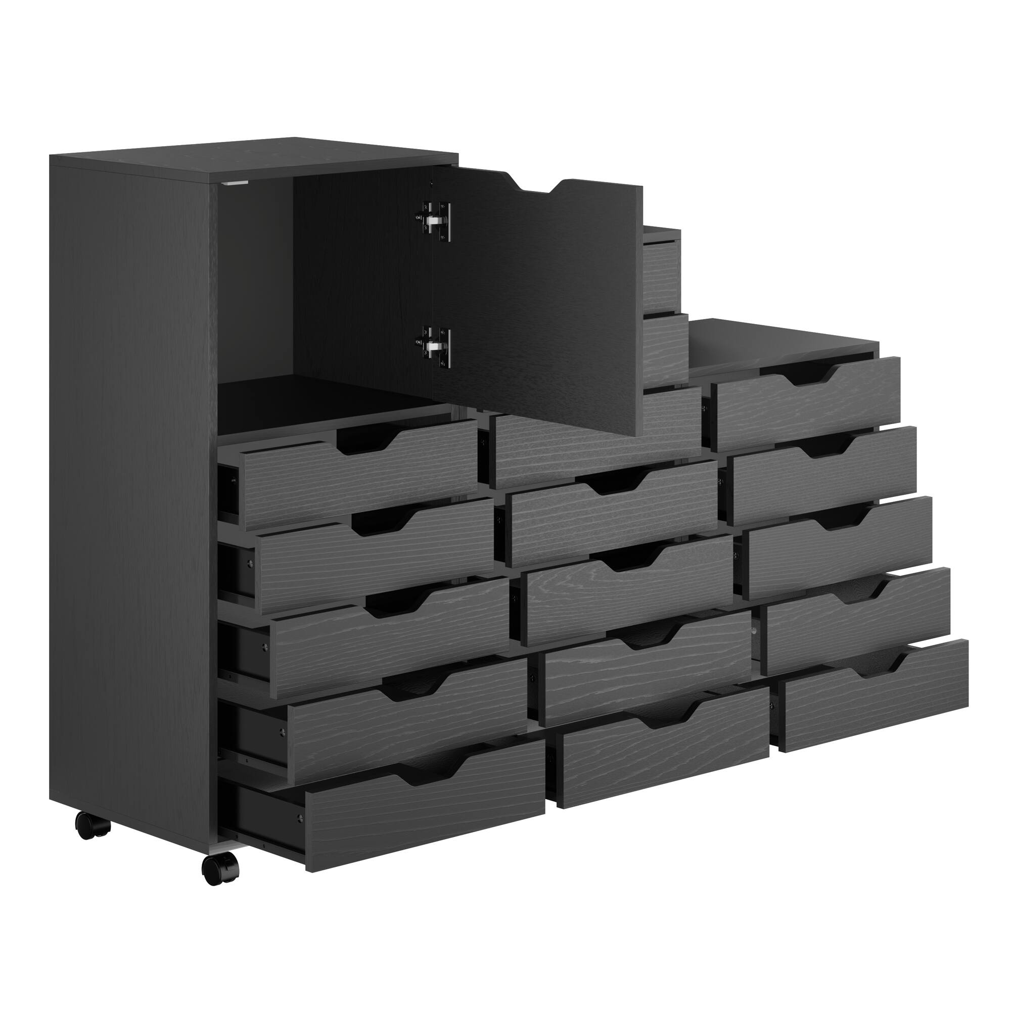 Alt View 6. Winsome Wood - Halifax 3-Pc Multi-Drawer Storage Cabinet Set - Black.