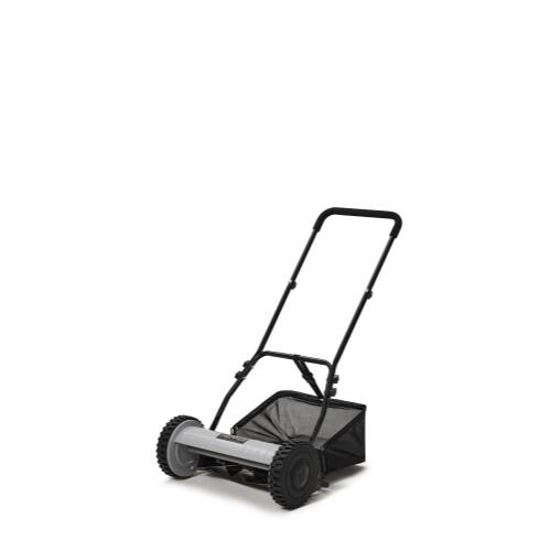 Front. Dapper Supply - 16-Inch Push Reel Lawn Mower with Grass Catcher, 5-Blade Manual Hand Mower, Adjustable Cutting Height - Black.