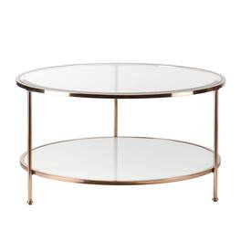 Hivvago - 34 Inch Glass with Iron Round Coffee Table - Gold