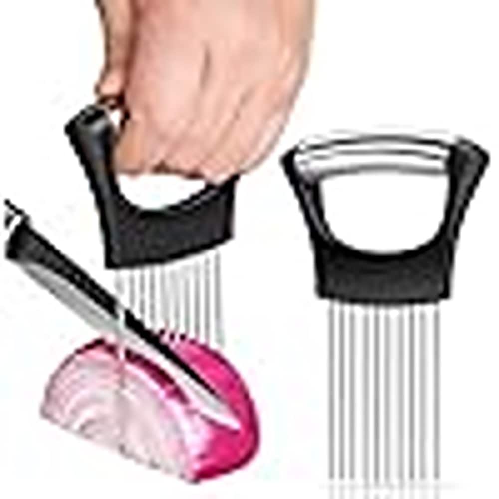 PARKER SLATER - 2025 Premium Onion Slicer, Stainless Steel Onion Holder for Slicing Onion, Tomato, Avocado, Kiwi, Egg, Lemon, and Meat - Silver