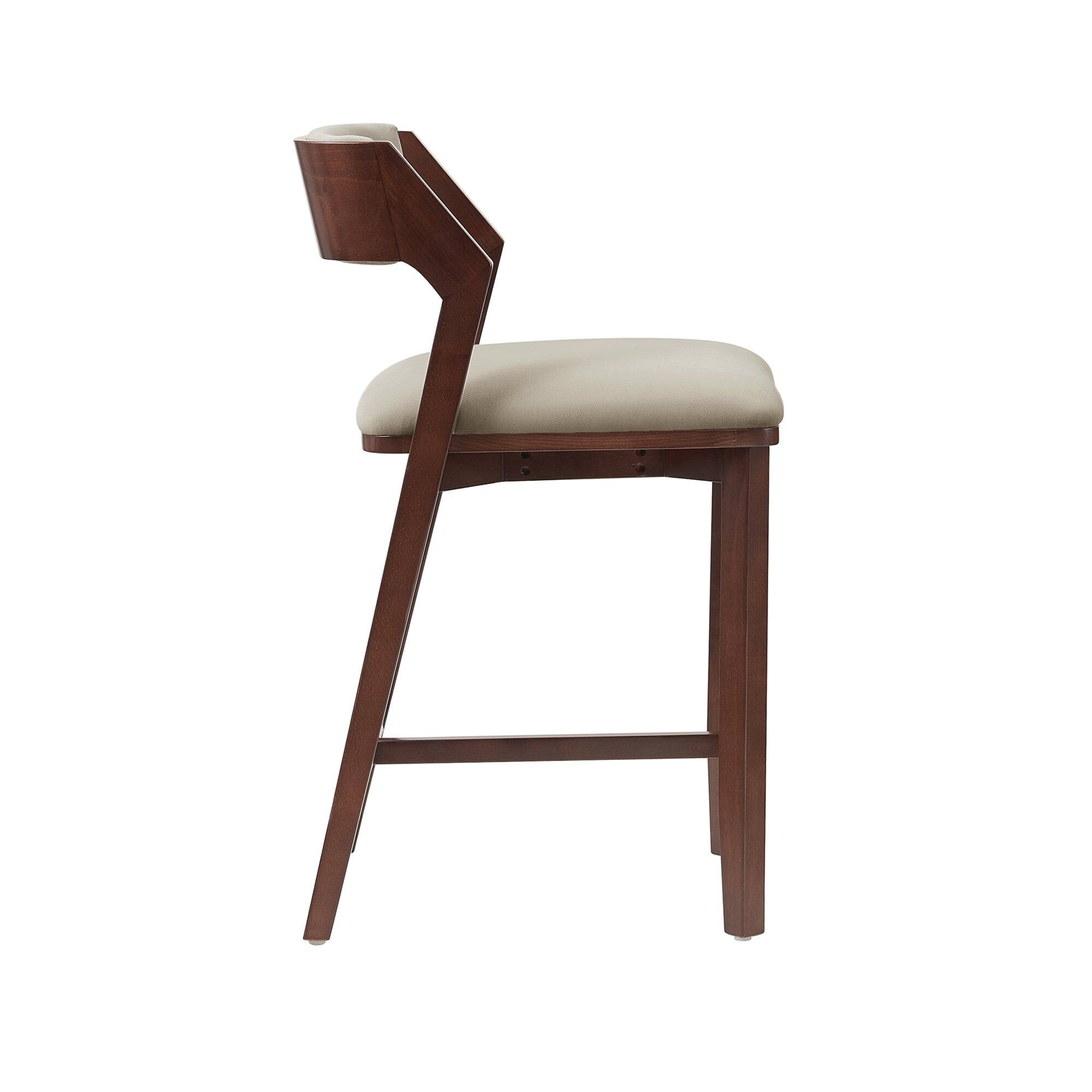 Alt View 3. Manhattan Comfort - Patricia Modern Wood Upholstered Counter Stool - Set of 2 - Linen.