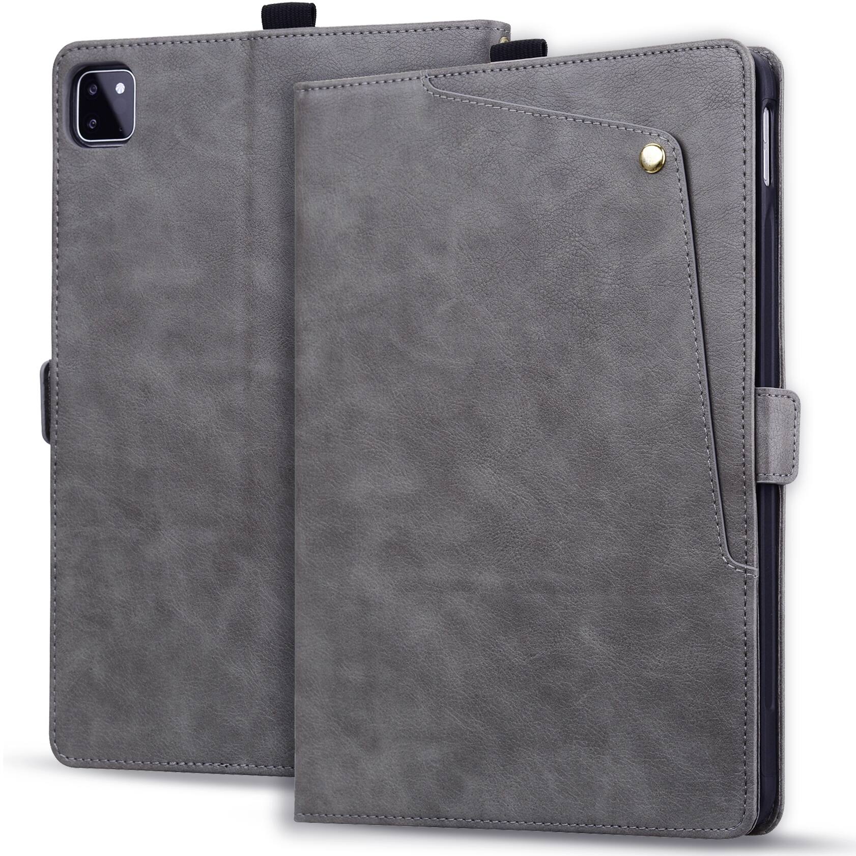 Alt View 8. Dteck - Case For Apple iPad Pro 11-inch (M5) 2025/(M4) 2024 Business Premium Leather Folio Adjustable Stand Card Slots Cover - Gray.