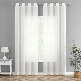 Kate Aurora - 2 Pack Semi Sheer Linen Blend Grommet Top Window Curtains - 52 in. W x 84 in. L - Beige