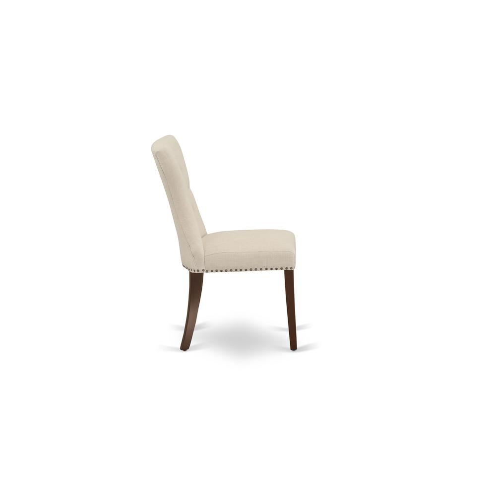 Alt View 2. East West Furniture - AMGA3-MAH-32 3 Piece Dining Set - 1 Mid Century Dining Table and 2 Light Beige Dining Chairs - Mahogany Finish - Mahogany.
