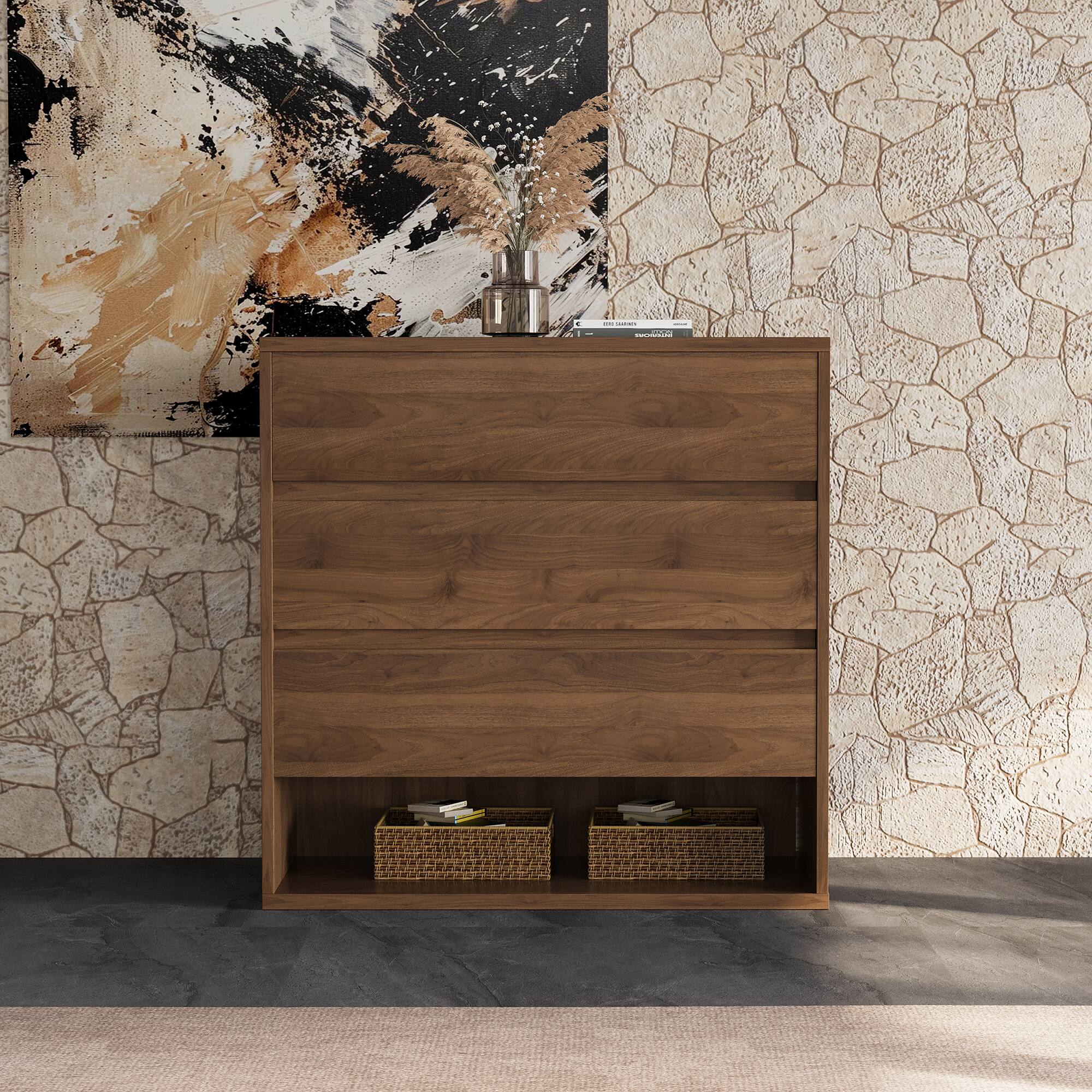 Left. luck idea - 29.52" Storage Cabinet & Decorative Cabinet, Suitable for Multiple Scenarios - Walnut color.